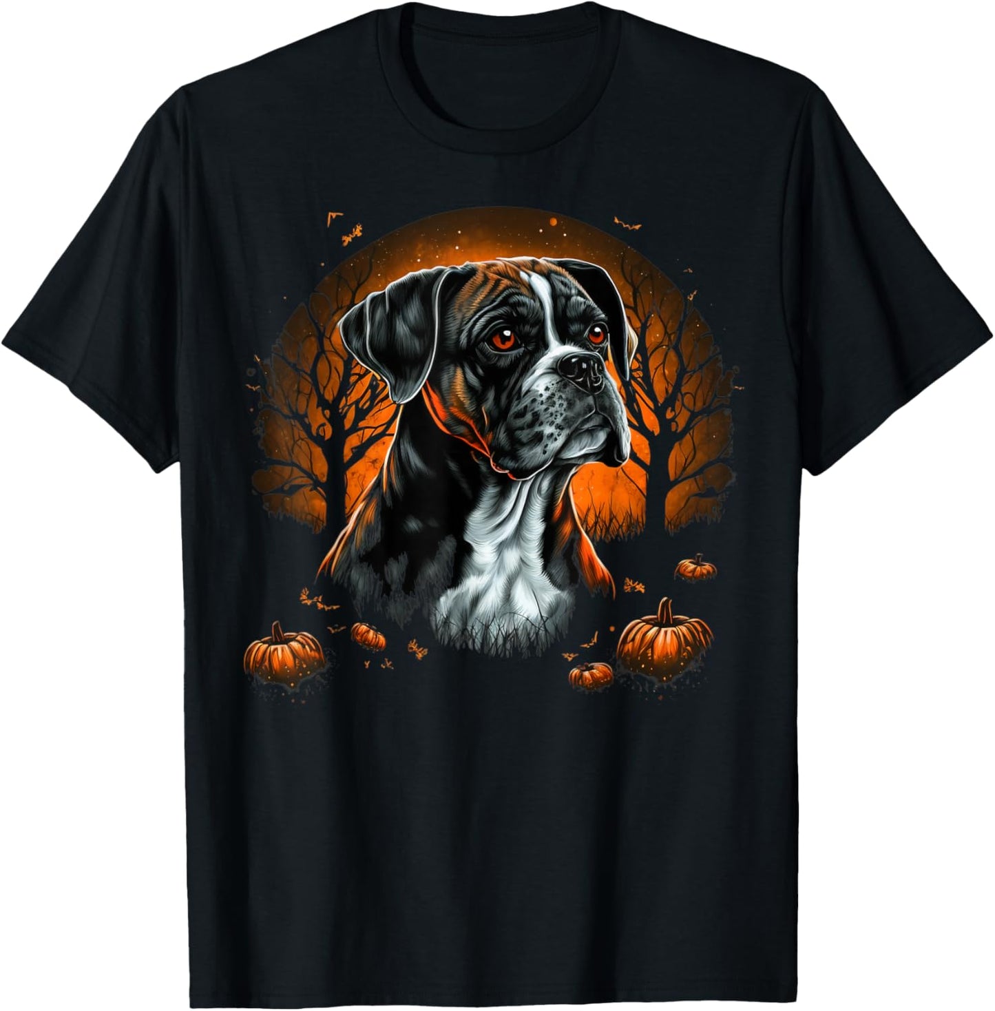 Pumpkin Boxer Dog costume on Boxer Dog Halloween Women Kids T-Shirt - T-Shirt | Black