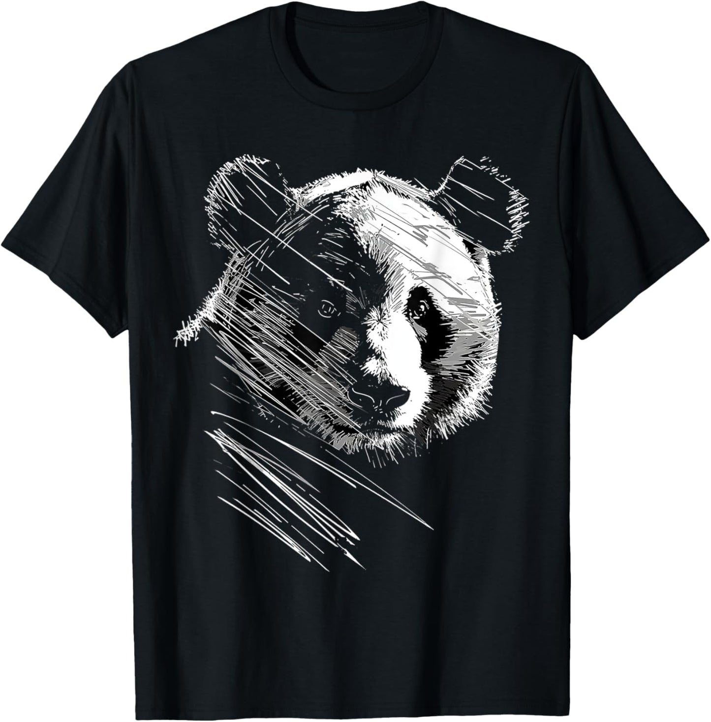 Panda Drawing Animal Abstract Art Panda T-Shirt - T-Shirt | Black
