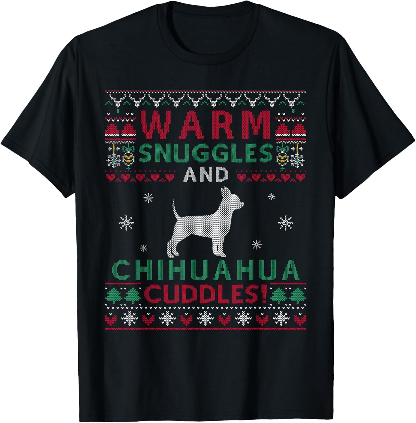 Christmas Chihuahua Dog Cuddles Pet Owners Women Kids T-Shirt - T-Shirt | Black