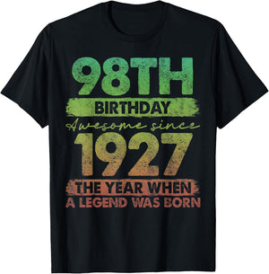 98 Year Old Gifts Vintage 1927 Limited Edition 98th Birthday T-Shirt - T-Shirt | Black