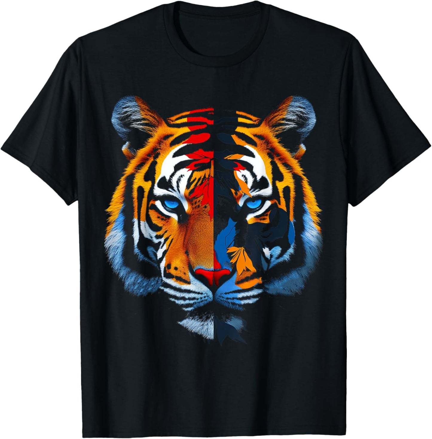 Tiger Face Animal Print Art Portrait Graphic Tiger T-Shirt - T-Shirt | Black