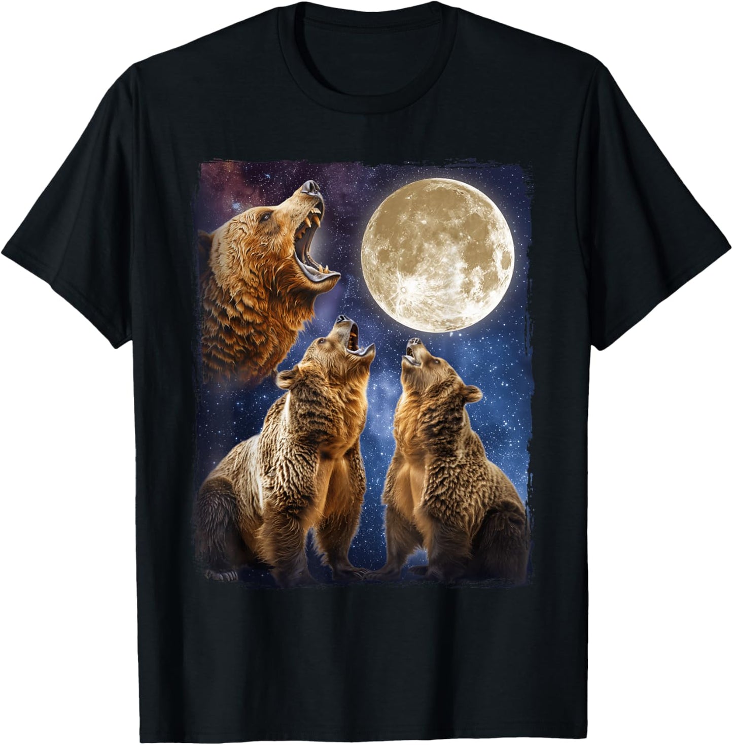 Bear Howling Moon T-Shirt - T-Shirt | Black