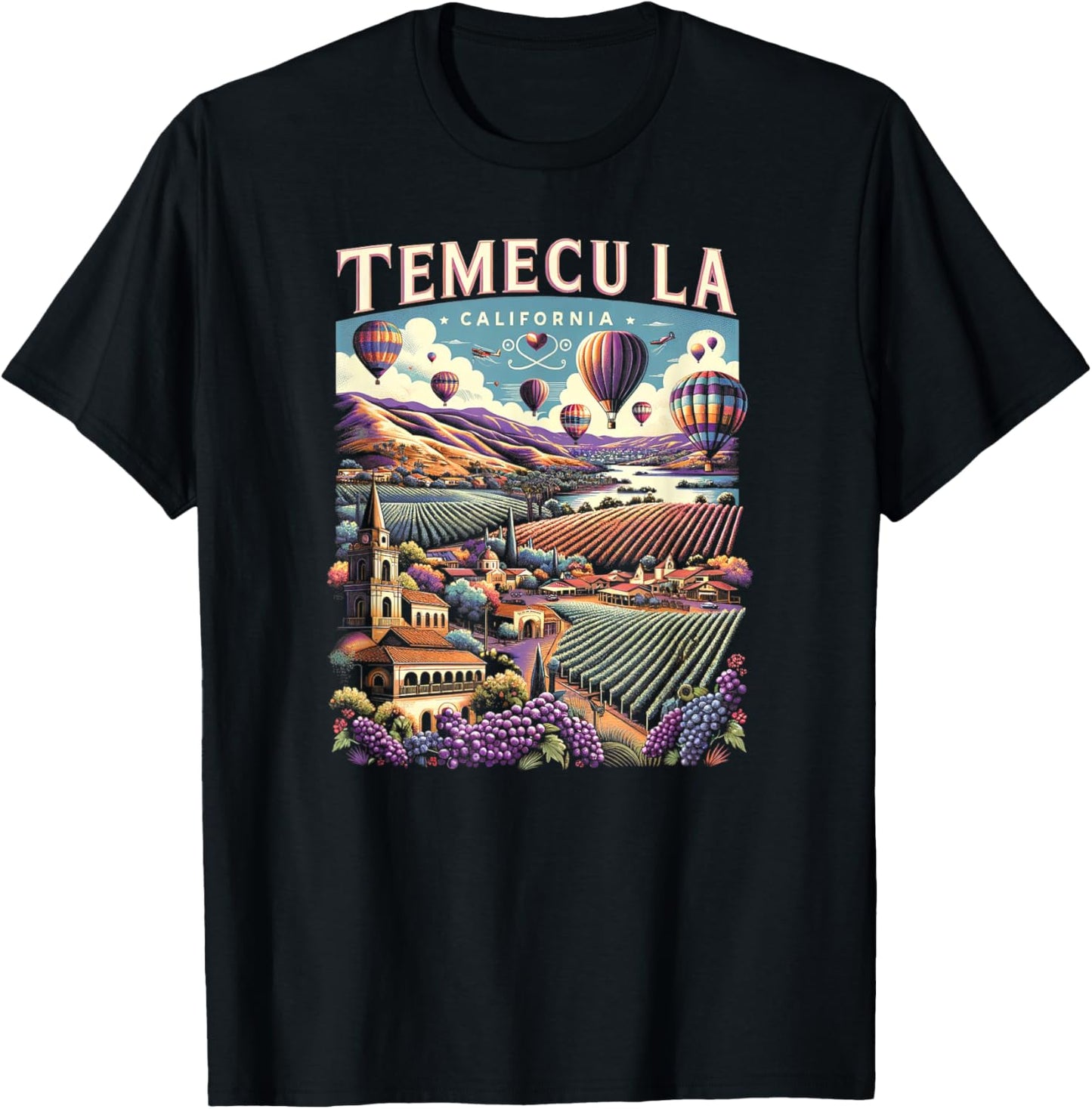 Temecula California Retro Sunset Vintage Inspired T-Shirt - T-Shirt | Black