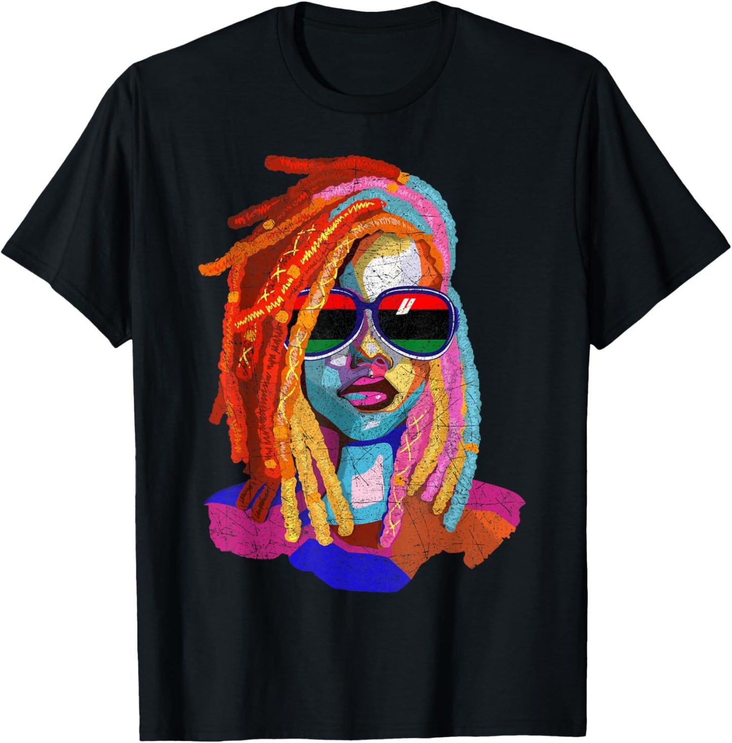 Loc'd Hair Art African American Woman Girl Black Queen T-Shirt - T-Shirt | Black