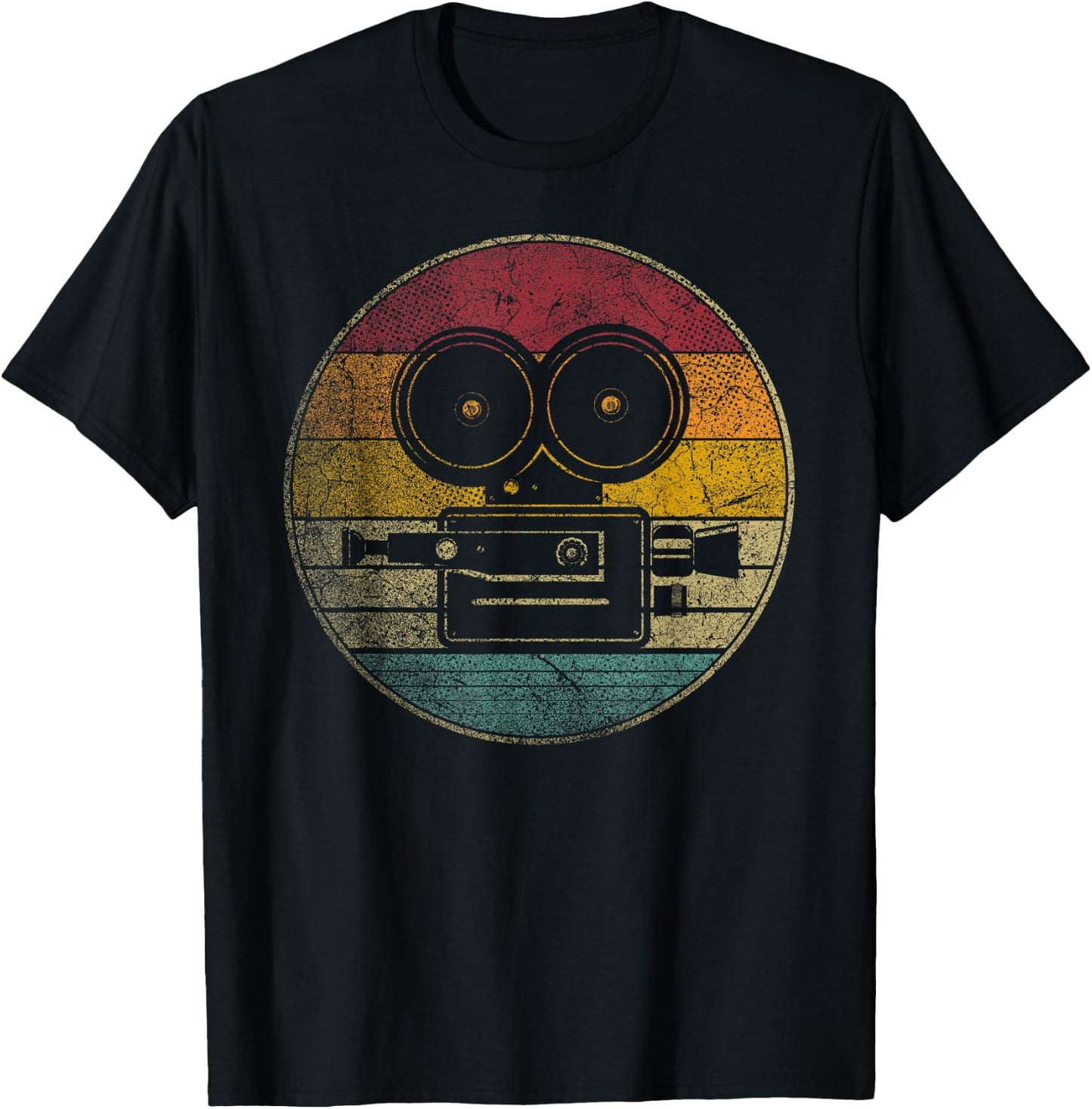 Movies Camera Motion Pictures Cinephile Vintage Retro T-Shirt - T-Shirt | Black