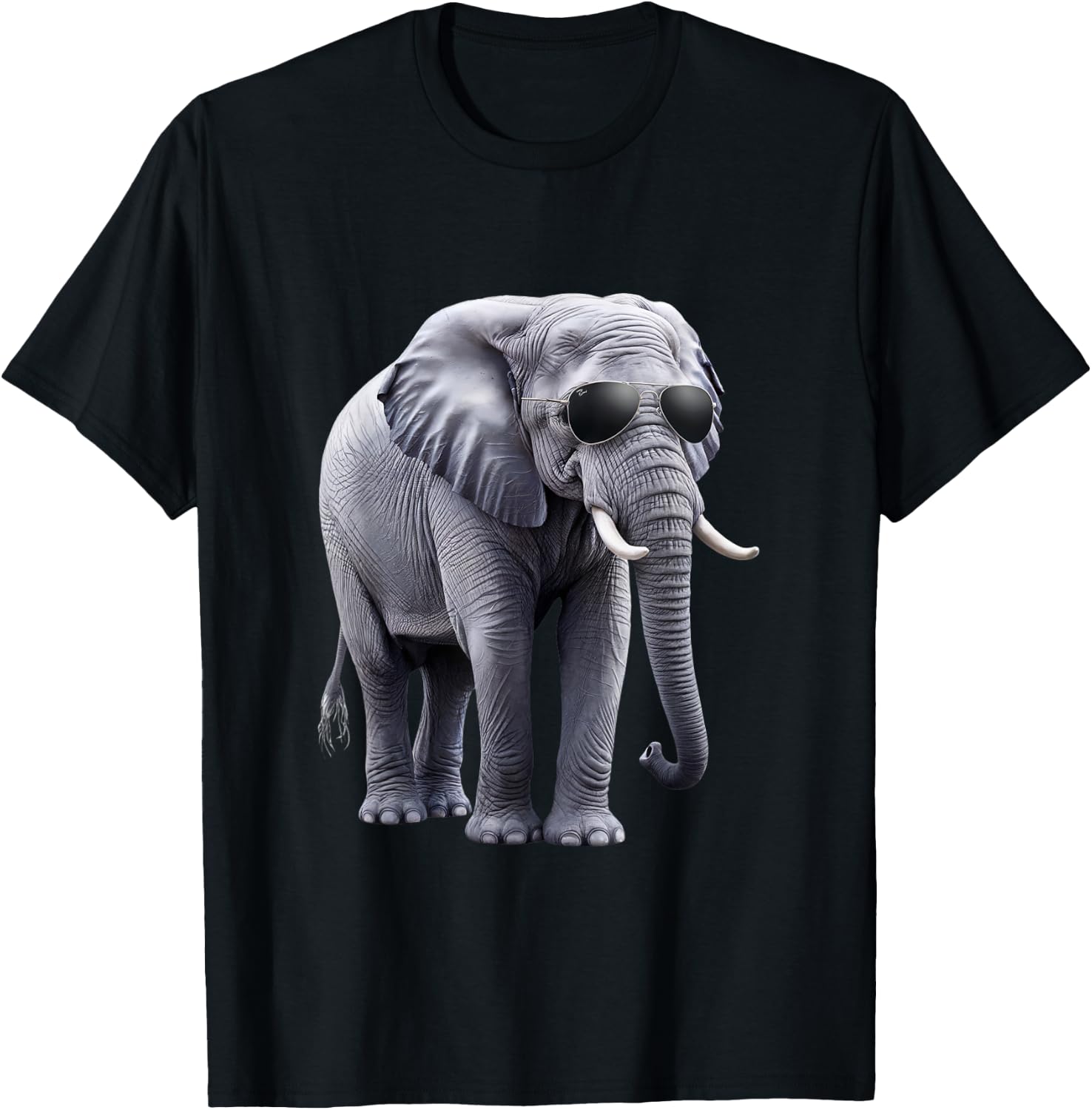 Cool Elephant with Sunglasses - Funny Design T-Shirt - T-Shirt | Black