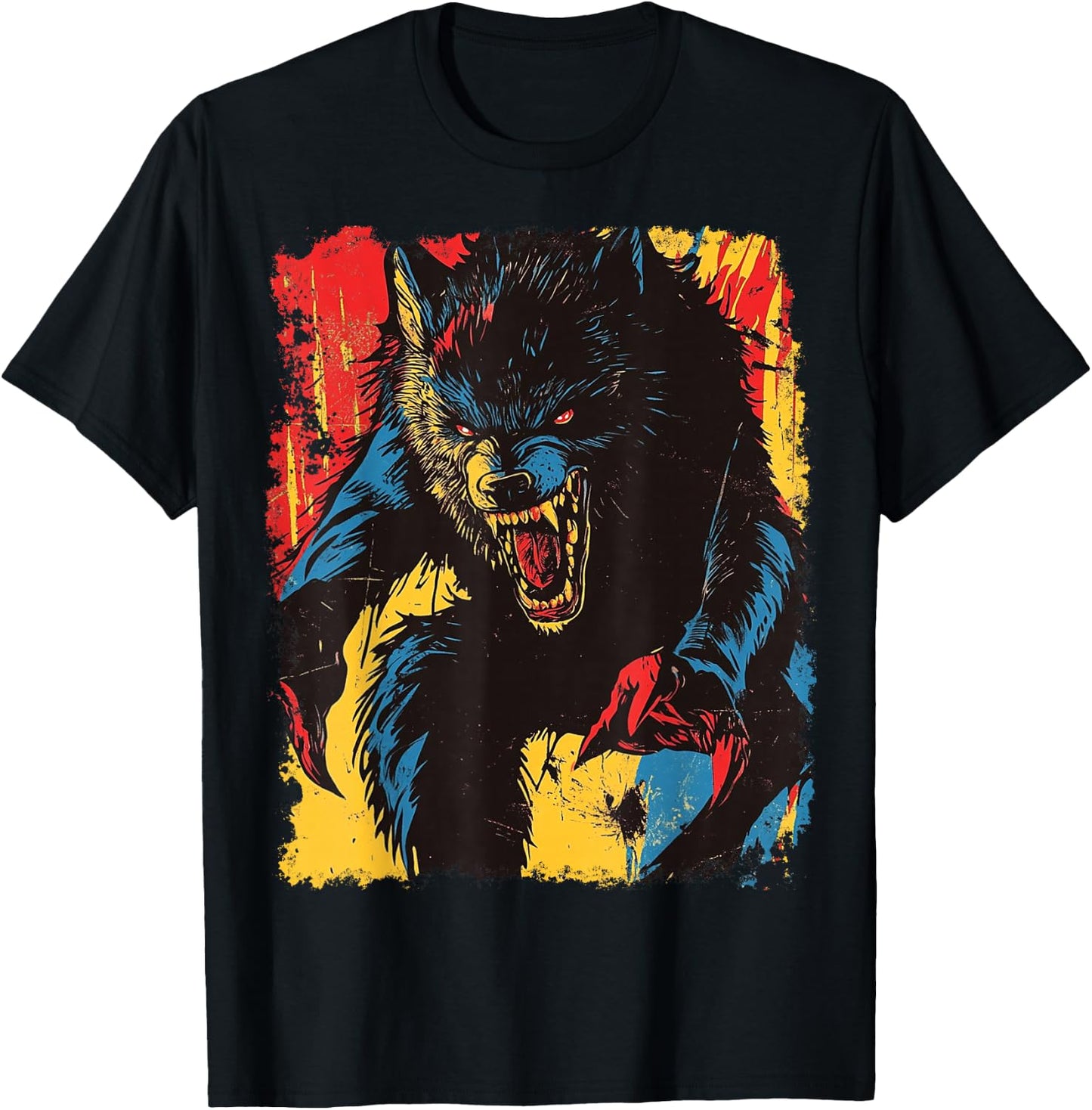 Werewolf Retro Halloween T-Shirt - T-Shirt | Black