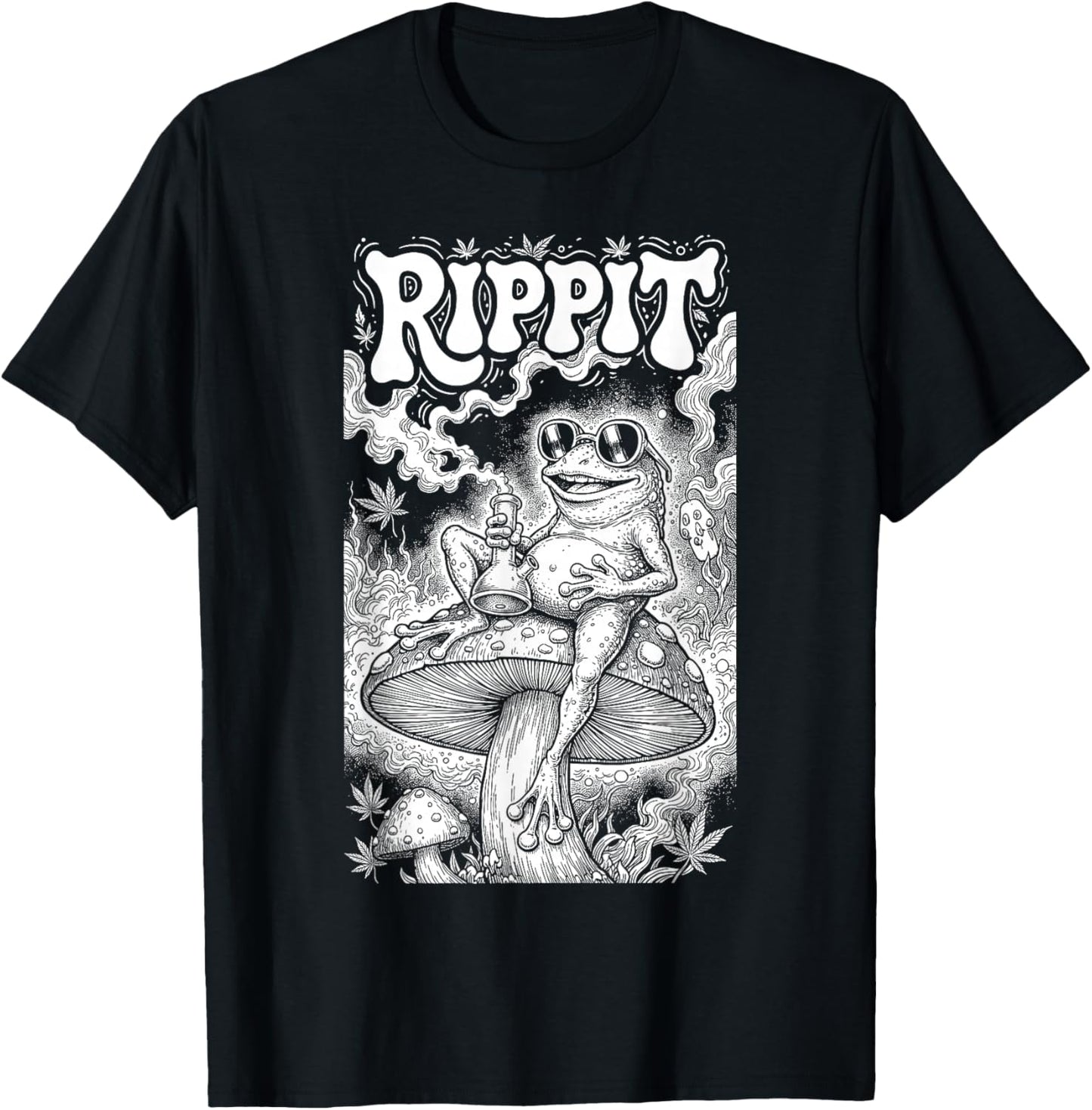 Rippit Stoner Frog Funny Weed Marijuana Pot Smoker 420 T-Shirt - T-Shirt | Black