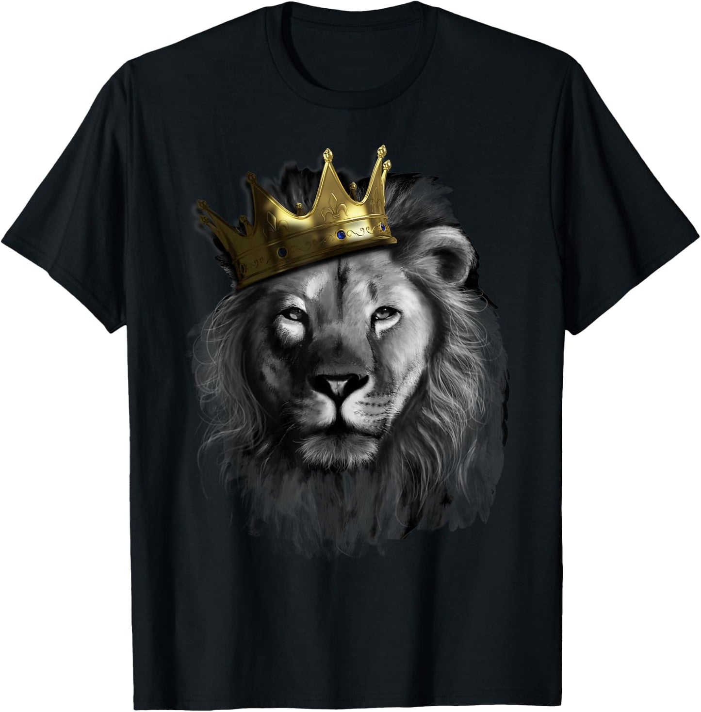 King Lion With Crown Street Art T-Shirt - T-Shirt | Black