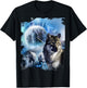 Snow Wolves Howling At Moon Ice Wolf T-Shirt - T-Shirt | Black