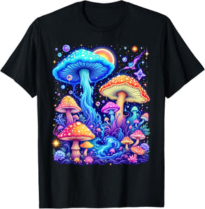 Psychedelic Mushroom , Black, S T-Shirt - T-Shirt | Black