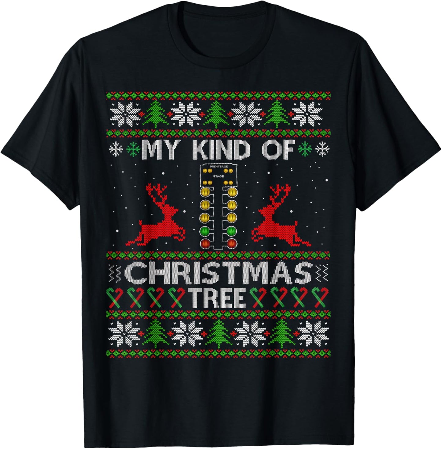 My Kind Of Christmas Tree Drag Racing Funny Xmas Racer Gift T-Shirt - T-Shirt | Black