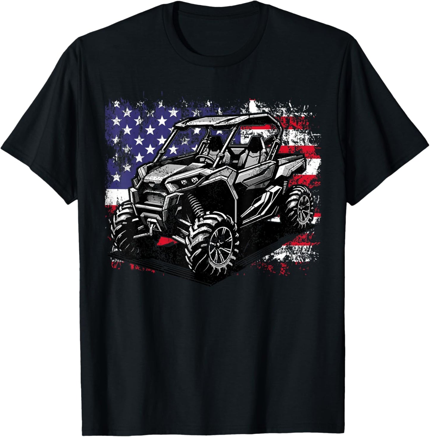 American Flag UTV Side by Side 4th of July SXS Off Road T-Shirt - T-Shirt | Black