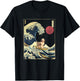Bernedoodle Japanese Kanagawa Wave Funny Surf Dog T-Shirt - T-Shirt | Black