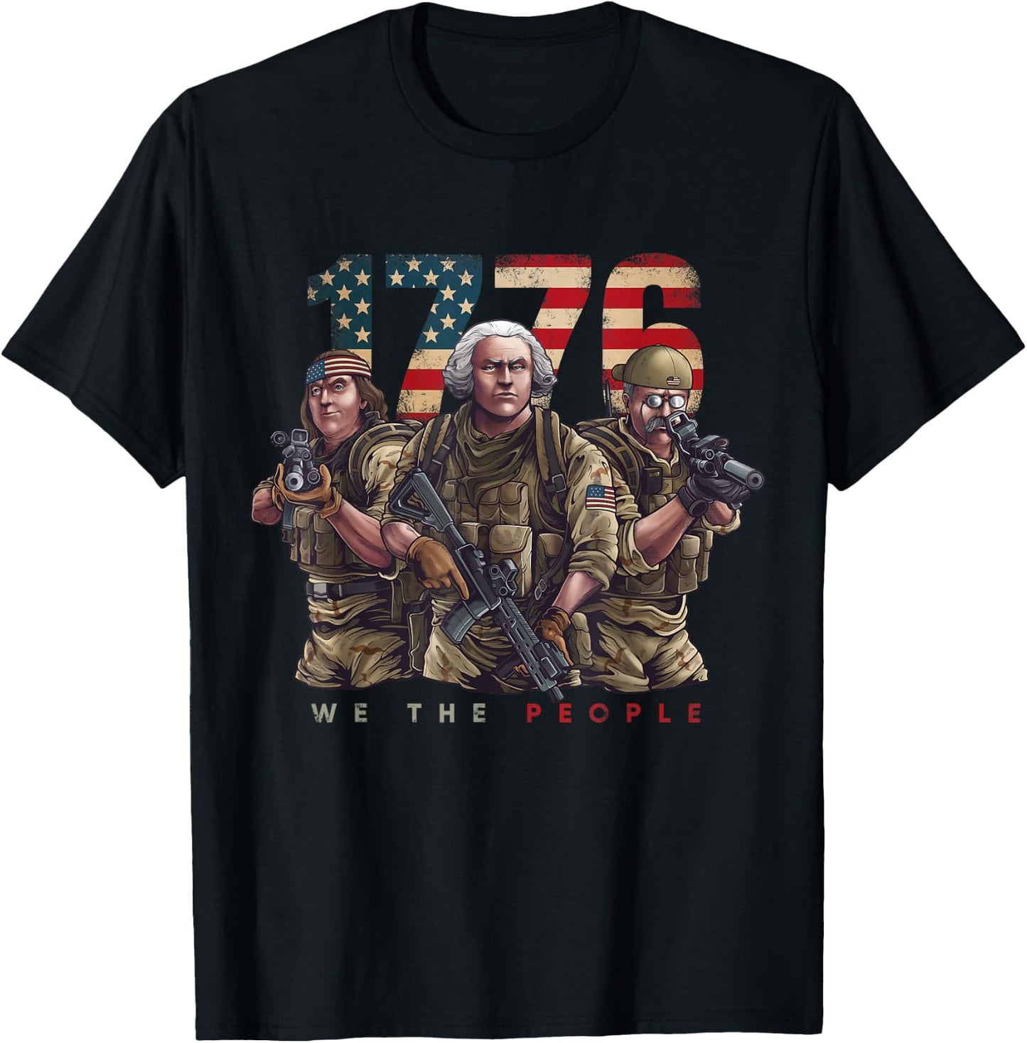 George Washington Ben Franklin Special Operators July 4th T-Shirt - T-Shirt | Black