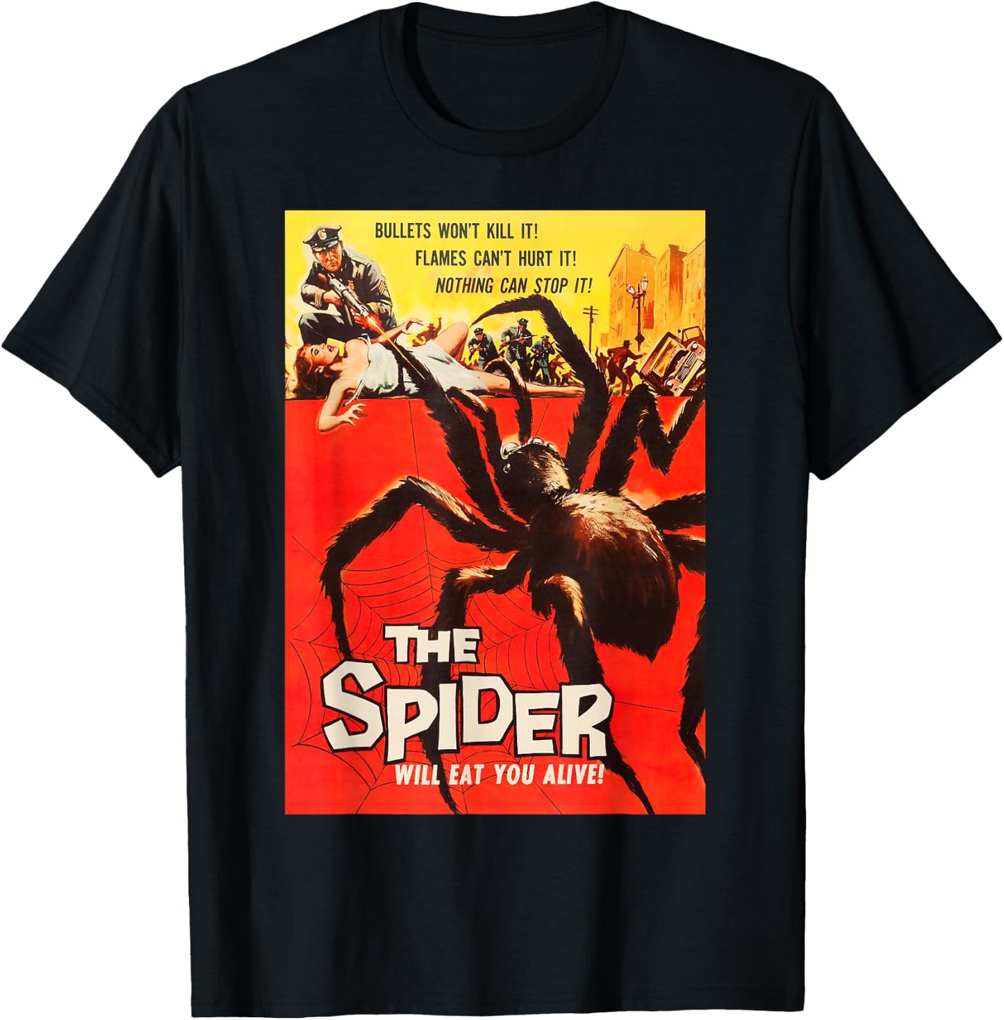 Giant Spider Classic Halloween Monster Poster Horror Movie T-Shirt - T-Shirt | Black