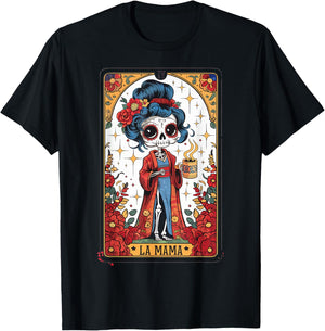 La Mamá Tarot Card Funny Mexican Mom Spanish Skeleton Mama T-Shirt - T-Shirt | Black