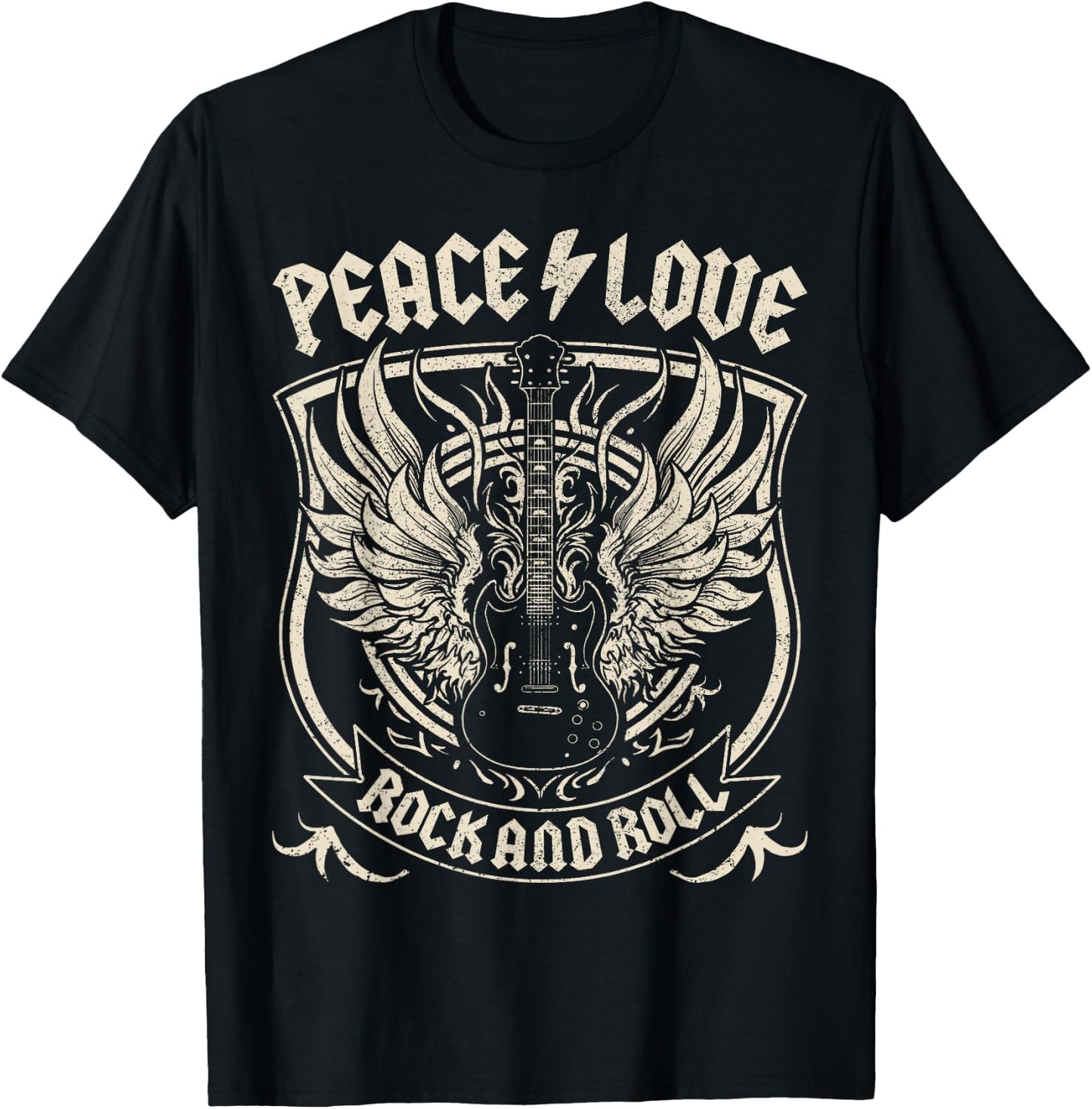 Rock Band Rock Concert Peace Love Rock And Roll Costume Rock T-Shirt - T-Shirt | Black