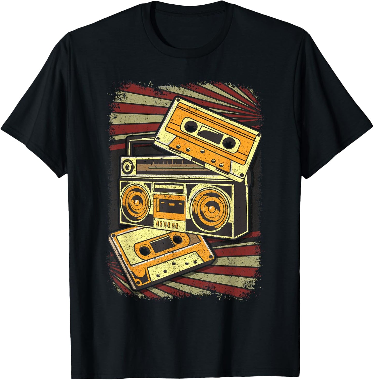 Retro Vintage Boombox 80's Music Old School Radio Boombox T-Shirt - T-Shirt | Black