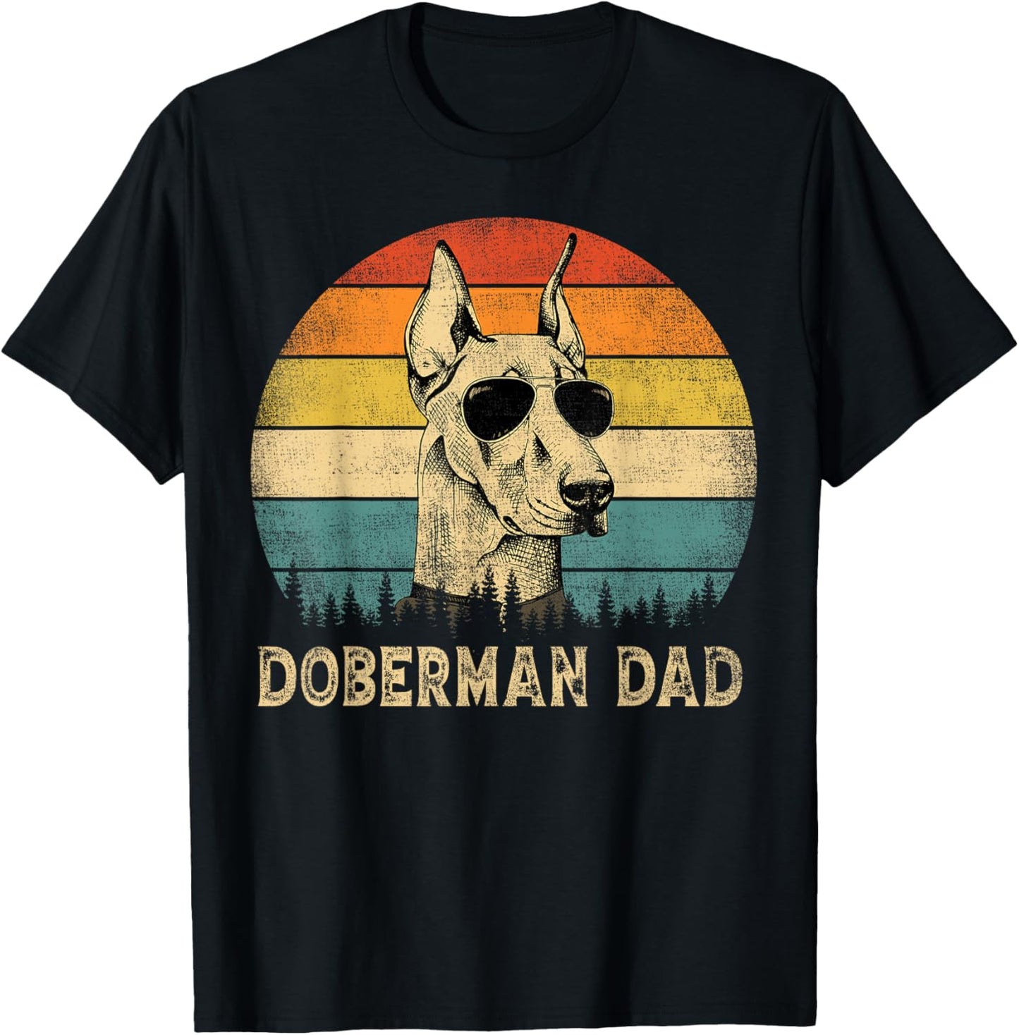 Vintage Doberman Dad Dog Lovers Father's Day T-Shirt - T-Shirt | Black