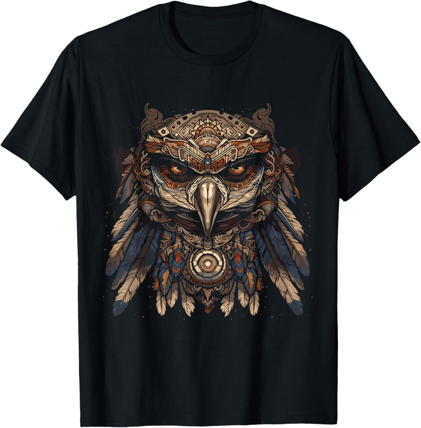Aztec Eagle Head Calabera Azteca Aztec Inca Maya Culture Art T-Shirt - T-Shirt | Black