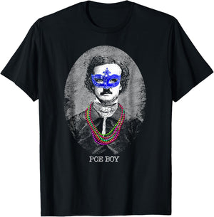 Funny Edgar Allan Poe Mardi Gras Mashup T-Shirt - T-Shirt | Black