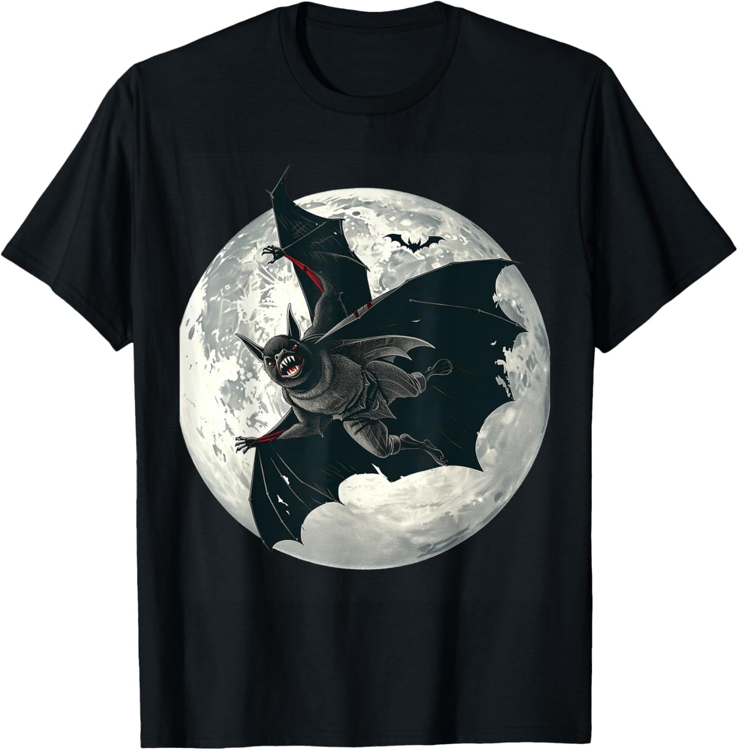 Gothic Vampire Bat Halloween Graphic T-Shirt - T-Shirt | Black