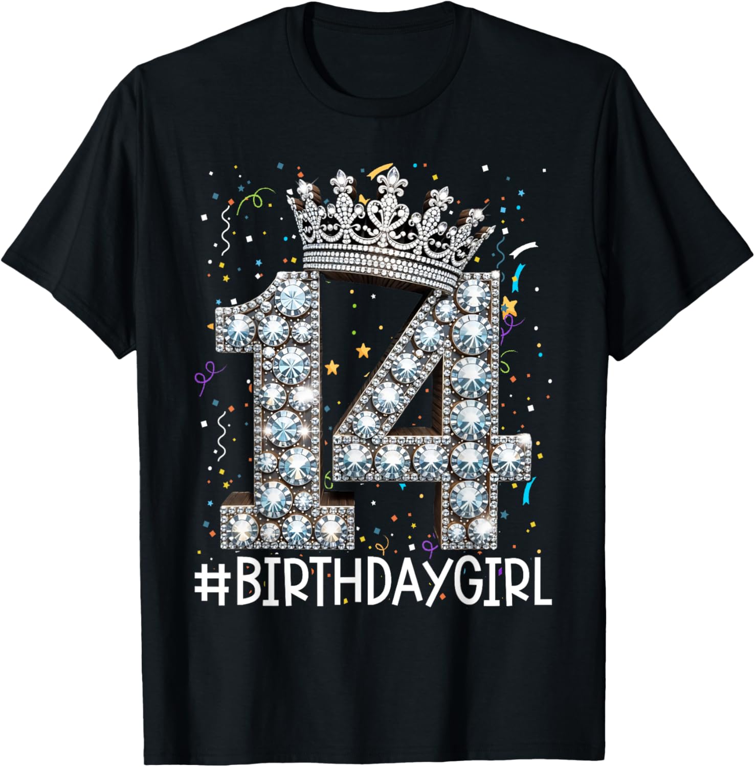 14 BirthdayGirl 14 Years Old Happy 14th Birthday Girl T-Shirt - T-Shirt | Black