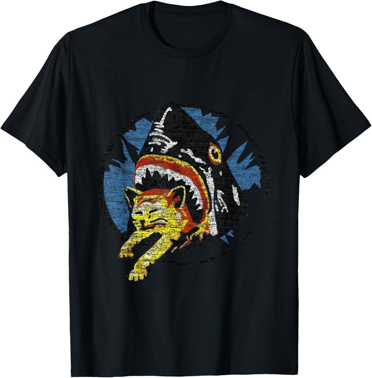 Shark Eating a Cat Shirt T-Shirt - T-Shirt | Black