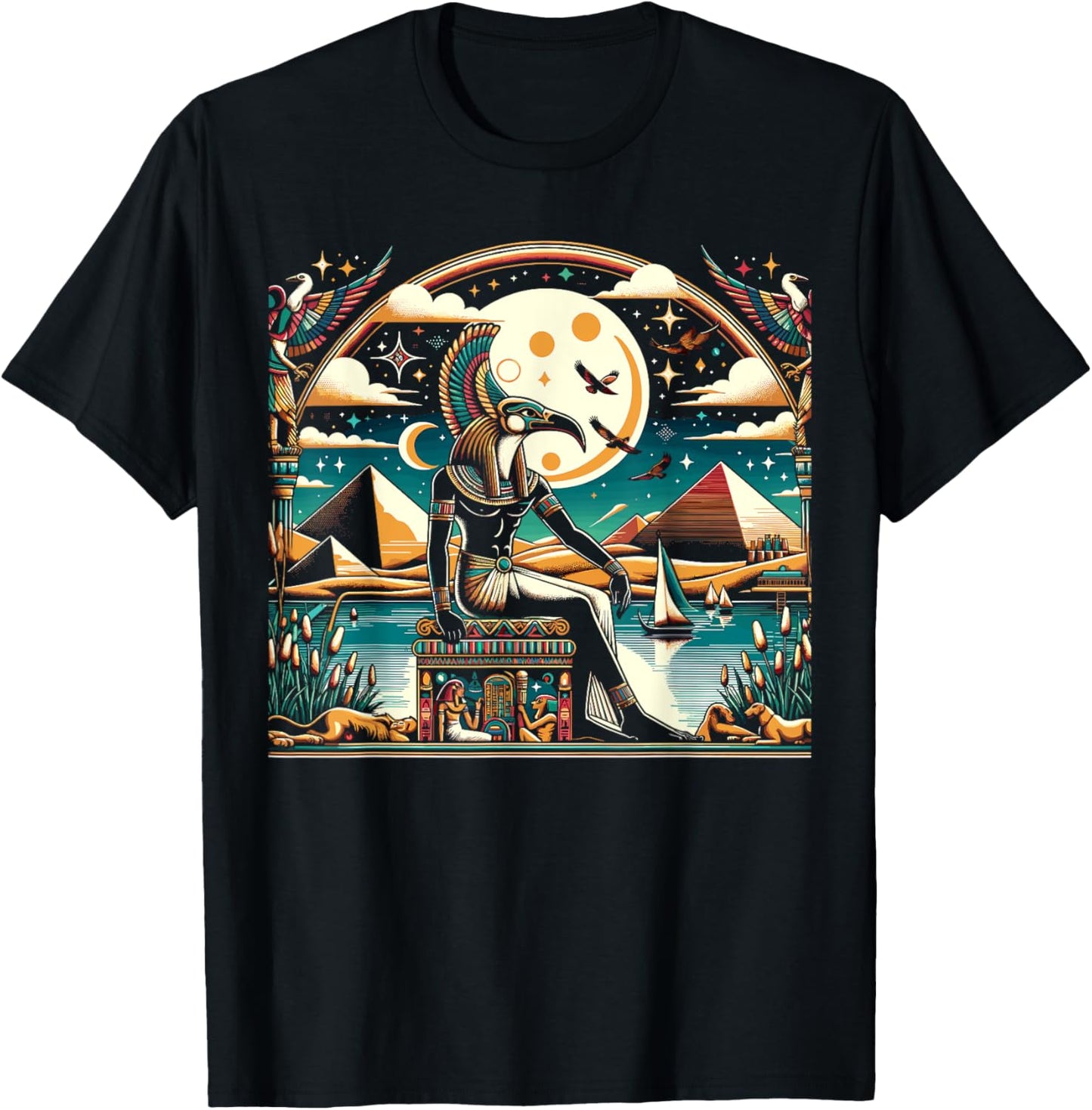 Thoth Egyptian Mythology Diety Ibis Ancient Egypt T-Shirt - T-Shirt | Black