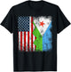 Djiboutian Roots | Half American Flags | America Djibouti T-Shirt - T-Shirt | Black