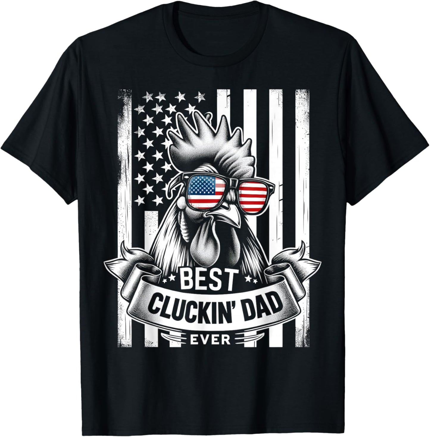 Best Cluckin' Dad Ever Chicken Lover Graphic Men's Black Cotton Polyester Casual Funny Graphic Small Short Sleeve T-Shirt - T-Shirt | Black