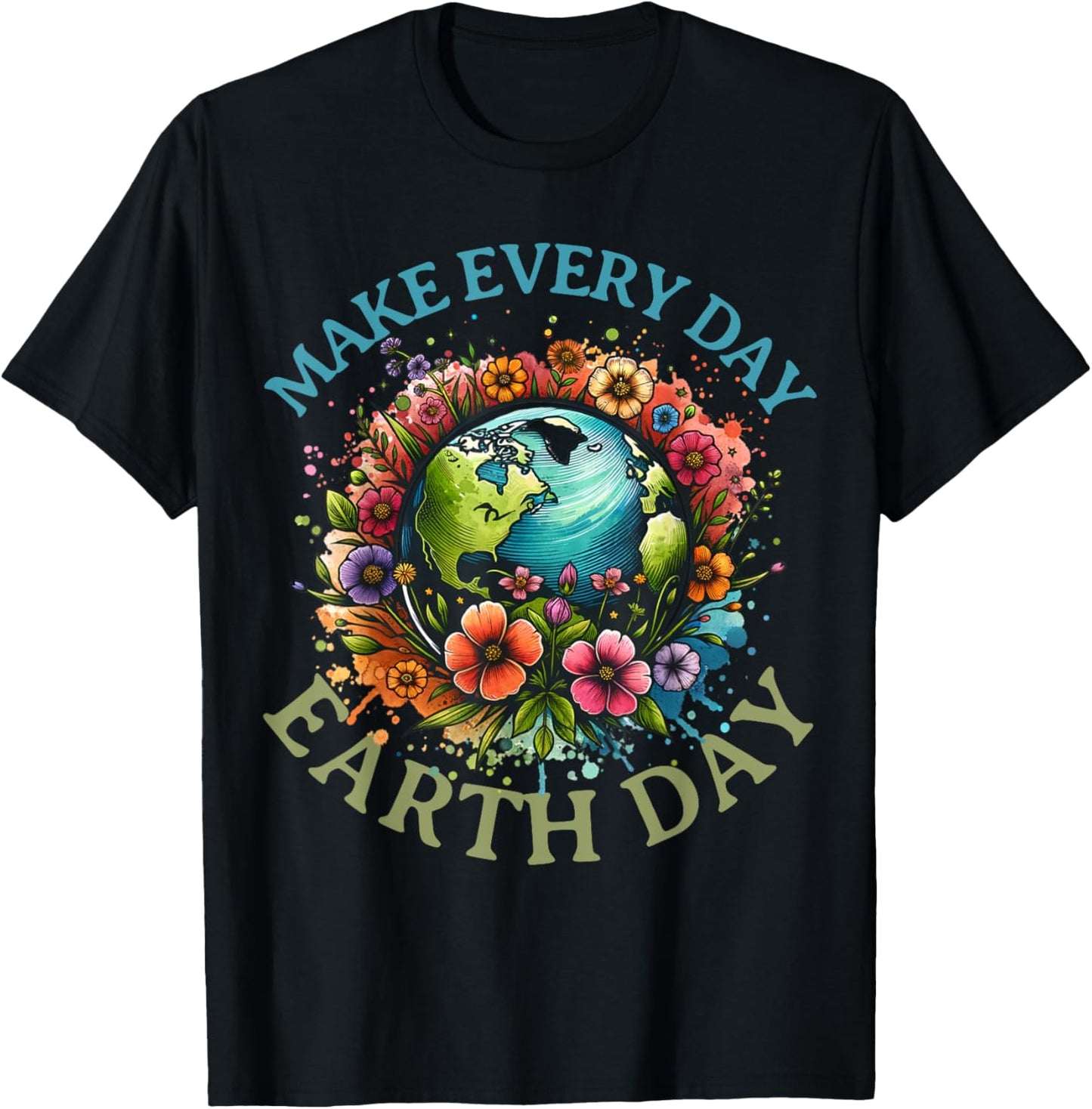 Earth Day Every Day Groovy Retro 70s Earth Day for Kids T-Shirt - T-Shirt | Black