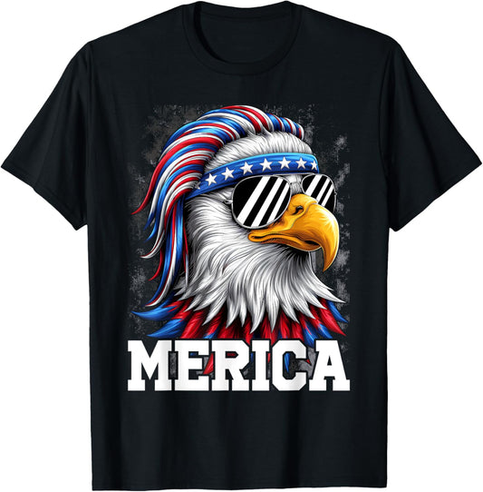 Merica Toddler Eagle Funny Patriotic Eagle USA Flag Kids T-Shirt - T-Shirt | Black