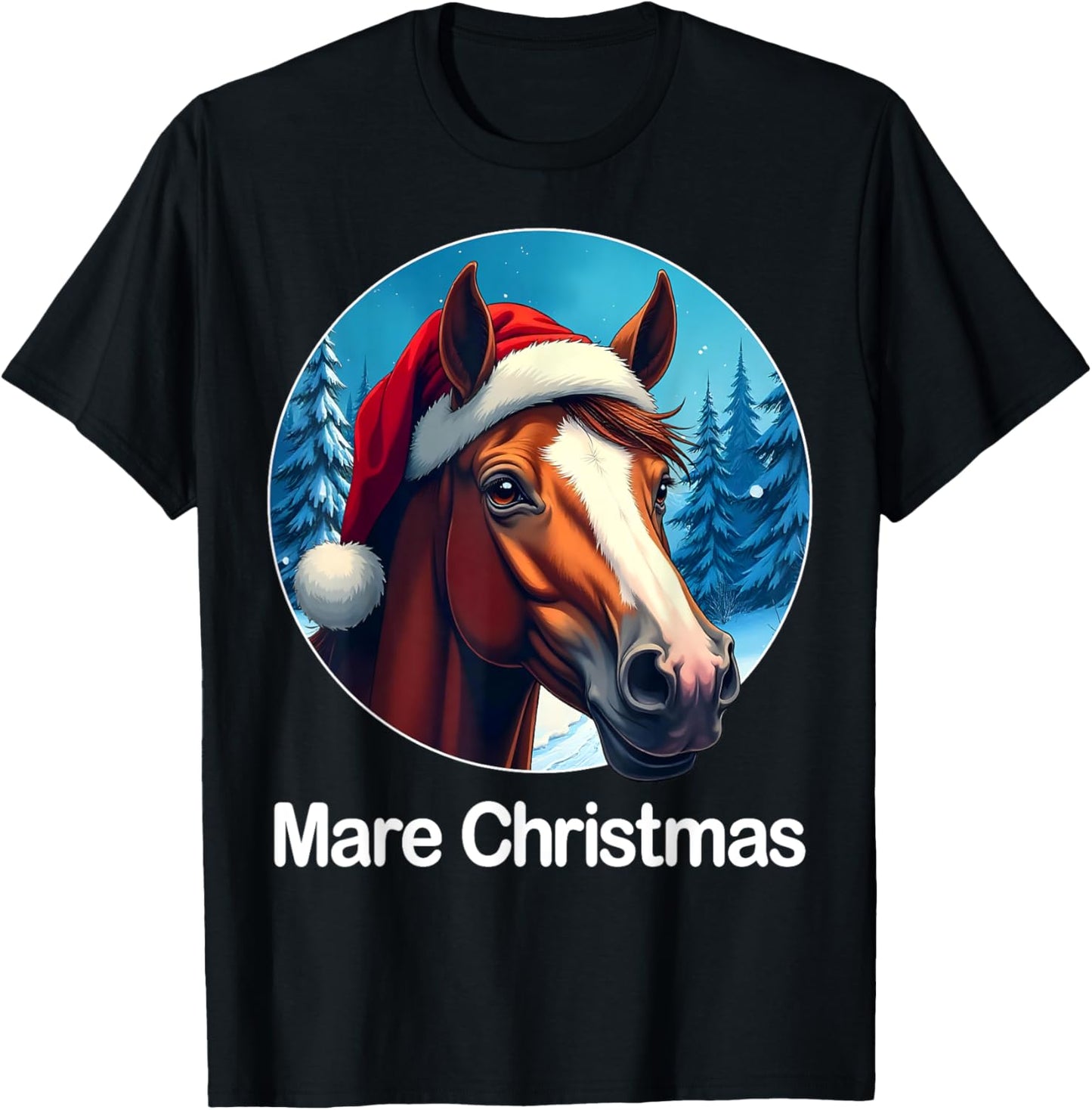 Funny Christmas Mare Horseback Riding Horse Lover Equestrian T-Shirt - T-Shirt | Black