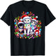Cute Kittens Christmas Cheer Santa Hats Lights Cats Kittys T-Shirt - T-Shirt | Black