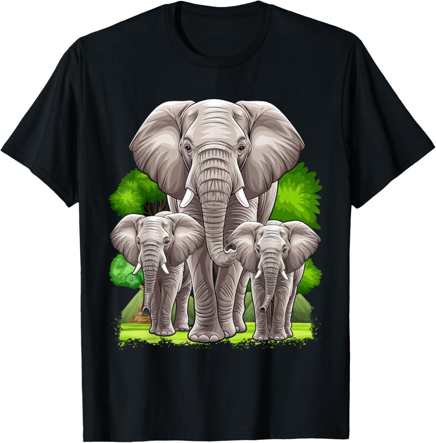 Elephant Family Africa Safari Zoo Keeper Elephant T-Shirt - T-Shirt | Black