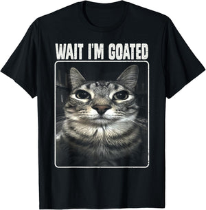Wait I'm Goated Meme Silly Cat Women Girls Kids T-Shirt - T-Shirt | Black