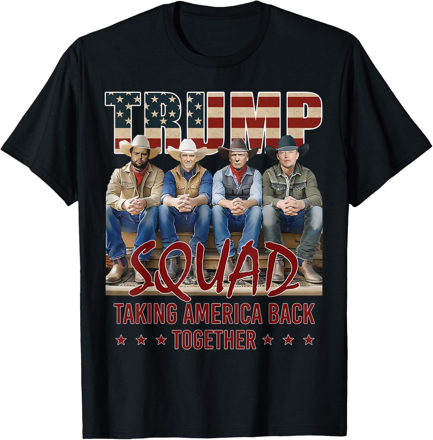 Trump Vance Kennedy Elon Squad Taking America Back Together T-Shirt - T-Shirt | Black