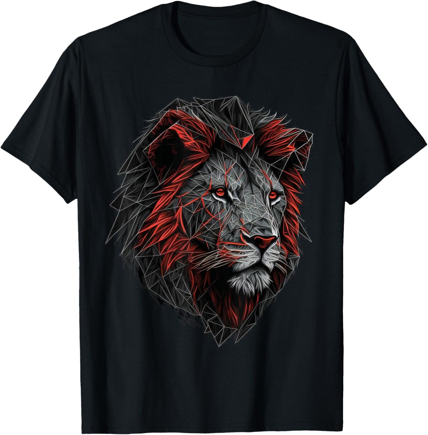 Lion Animal Print Art Polygon Lion T-Shirt - T-Shirt | Black