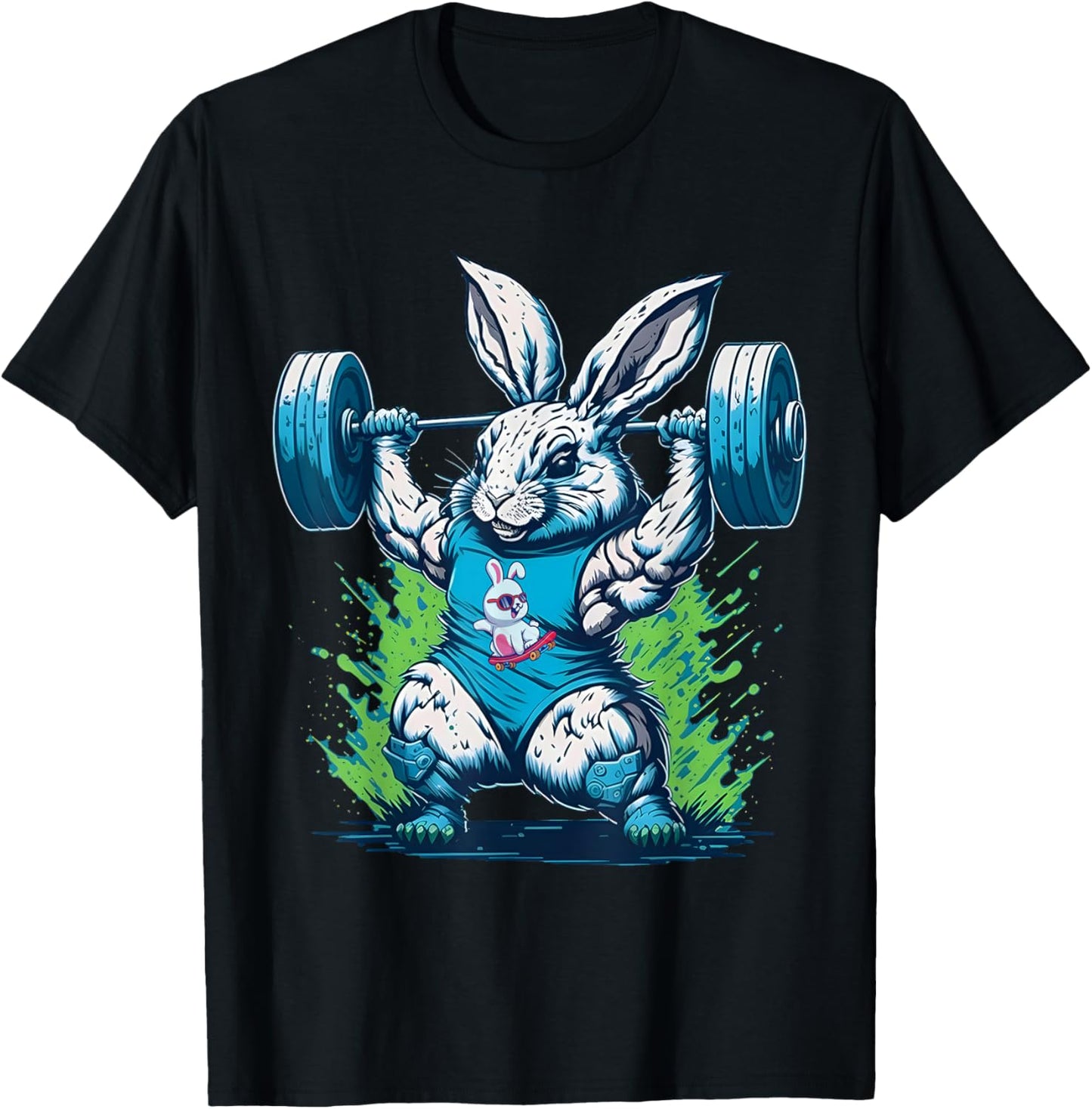 Bunny Lifting Weights Gym Rabbit Fitness Weightlifting T-Shirt - T-Shirt | Black