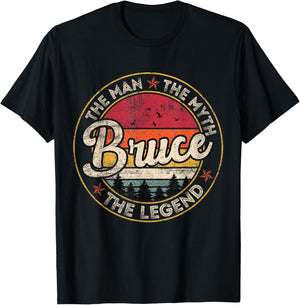 Bruce The Man The Myth The Legend Personalized Name T-Shirt - T-Shirt | Black