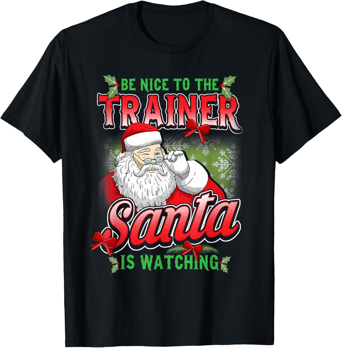 Christmas Personal Trainer Gym Workout Exercise Santa Claus T-Shirt - T-Shirt | Black