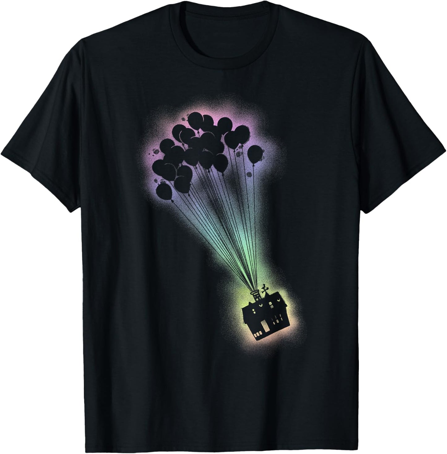 Disney Pixar Up Spray Paint Stencil House Graphic T-Shirt - T-Shirt | Black