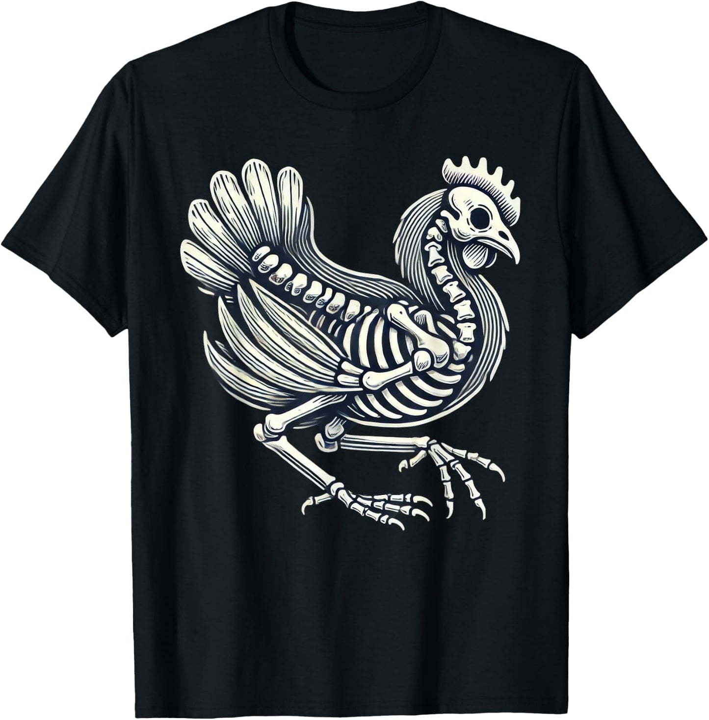 Chicken Skeleton Halloween T-Shirt - T-Shirt | Black