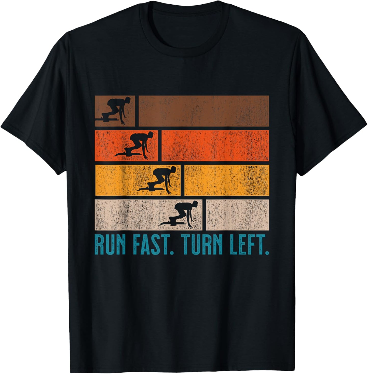Run Fast Turn Left Sprint Dash Runners 100m 200m 400m T-Shirt - T-Shirt | Black