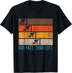 Run Fast Turn Left Sprint Dash Runners 100m 200m 400m T-Shirt - T-Shirt | Black