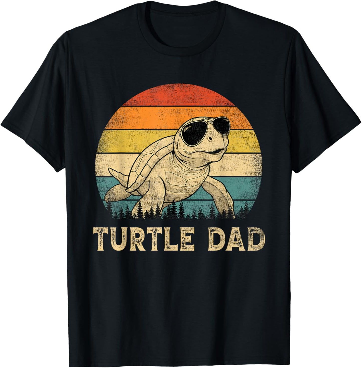 Vintage Turtle Dad Turtle Lovers Daddy Father's Day T-Shirt - T-Shirt | Black