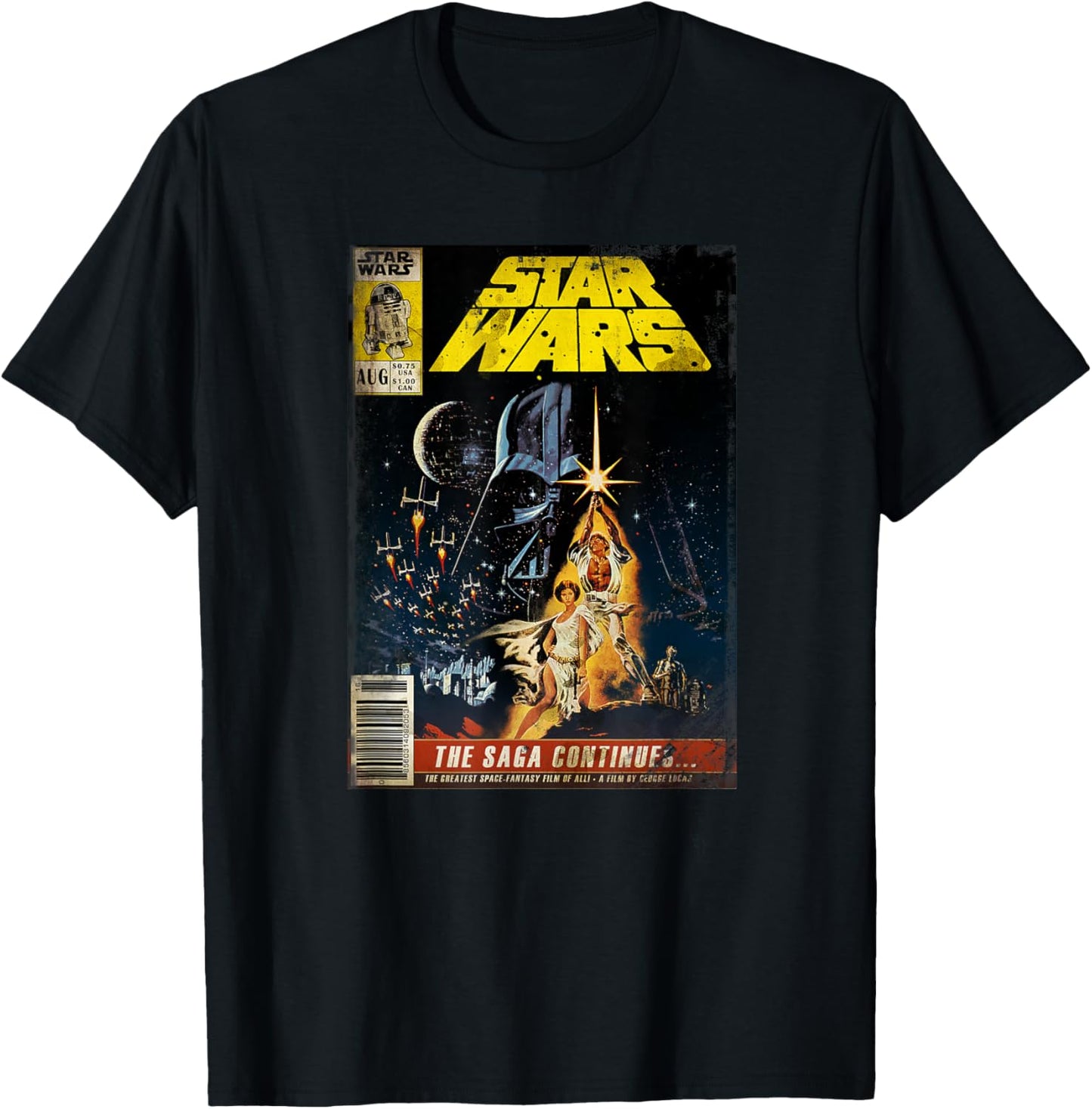 Star Wars Classic A New Hope Vintage Comic Book Distressed T-Shirt - T-Shirt | Black