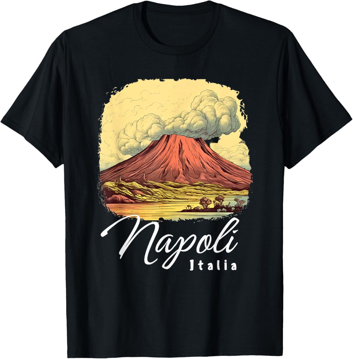 Retro Mount Vesuvius Napoli Italia / Naples Italy / Naples T-Shirt - T-Shirt | Black